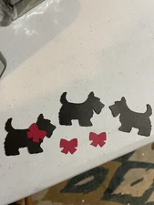 Genuine Stampin Up  Scottie Dog Paper Wit Bows Cardstock Punchies Shape Die Cut