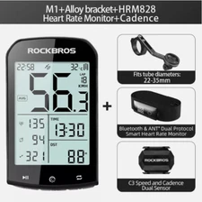 ROCKBROS Bike Speedometer Wireless Computer GPS ANT+ Heart Rate Monitor Mount