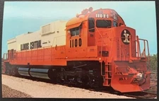 ILLINOIS CENTRAL LOCOMOTIVE #1100 1968 COLOR POSTCARD UNUSED