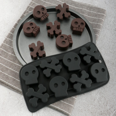 2x Funny Ice Cube Tray Maker 3D Skull Silicone Cookies Mold Cocktail Party