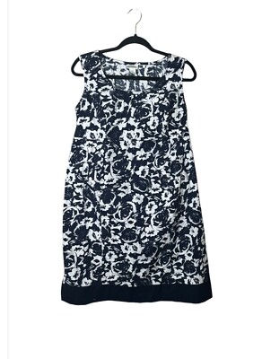 Motherhood Maternity Dress Size Large Navy Blue Floral Knee Length Sleeveless