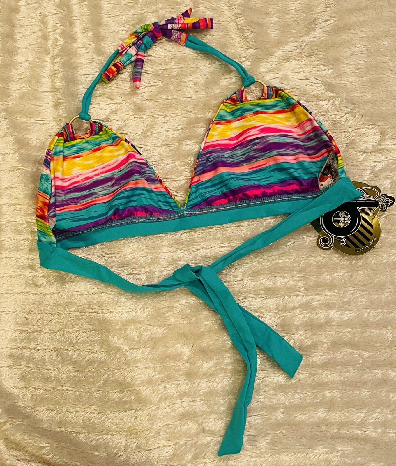 BSWIM Swim Bikini D Cup Top XL Bottom Triangle Scrunch Butt Tie Side
