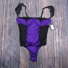 Frederick's of Hollywood Ilana Satin and Lace Teddy Bright Violet Size Small