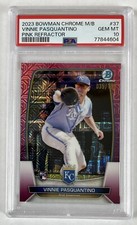 Vinnie Pasquantino 2023 Bowman Chrome Mega Box Pink Mojo Refractor 35/199 PSA 10