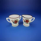 Vintage Hazel-Atlas Milk Glass Floral Themed Sugar Bowl and Creamer Rare 3 3/8"H