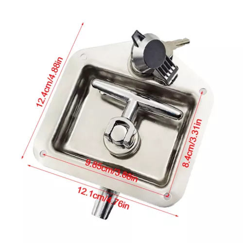 2x Stainless Steel Recessed Folding T Handle Lock Latch With Keys Fit Tool Box. - Picture 8 of 12