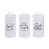 Vorratsdosen 3Er-Set Landhaus Weiß Metall Kaffeedose Teedose Zuckerdose Neuetisc