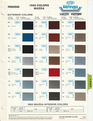 ホンダ ビート カラーチャート 1984 AND 1985 MAZDA COLOR SAMPLES DUPONT | eBay