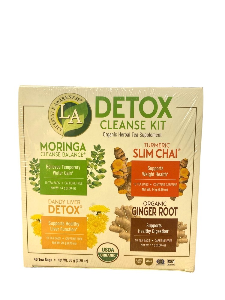 Lifestyle Awareness Detox Cleanse Kit, Organic Herbal Tea Supplement, 40 Tea Bag