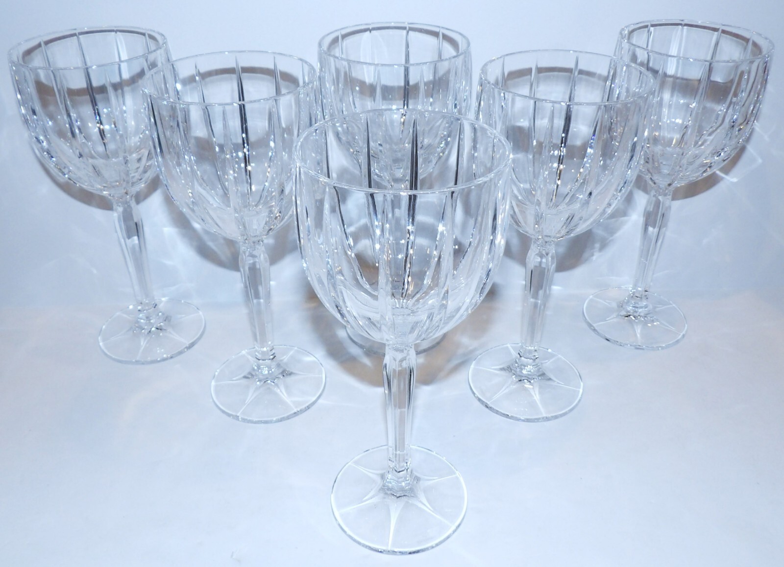 STUNNING SET OF 6 MARQUIS BY WATERFORD CRYSTAL OMEGA WATER/WINE 8 1/2" GOBLETS