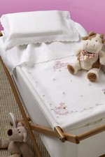 Coperta Baby Culla/Lettino Ricamata a Mano su Puro Lino cm. 90x120