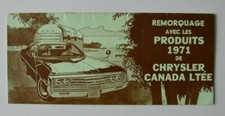 CHRYSLER Dodge Plymouth Remorquage 1971 dealer brochure - French - Canada
