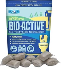 Bio-Active PREMIUM Septic Tank Treatment - 1 Year Supply of Beneficial Bacteria/