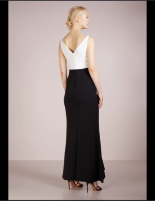 ralph lauren black and white evening dress Ralph Lauren Collection Colorblock Dress Ivory & Black Stretch Wool Si –  Celebrity Owned