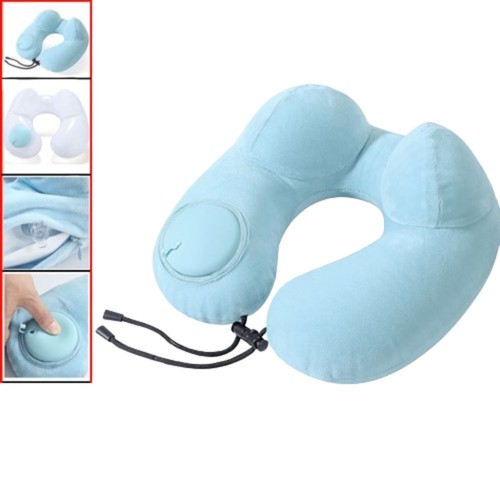 Weiches aufblasbares Reisekissen U-Form Nackenstütze Auflage Outdoor Reise - Bild 21 von 22