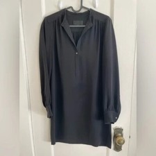 Nili Lotan silk long-sleeve dress XS button down shift dress