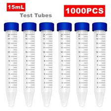 50-1000pcs Sterile 15ml Centrifuge Tubes Conical Bottom Screw Cap Polypropylene