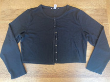 Victoria  s Secret Black MEDIUM Glow Waffle Button Front Long Sleeve Sleep Top