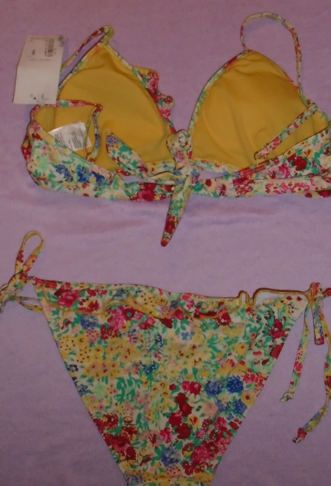 Conjunto de bikini Warehouse con volantes florales talla 10 y calzoncillos con corbata talla 8 etiquetas nuevas nuevo con etiquetas Foto 2 de 3