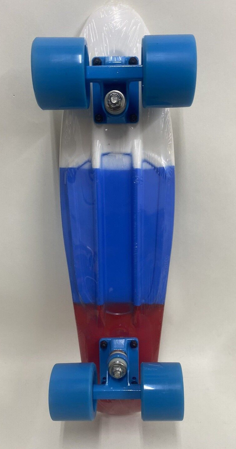 RED WHITE BLUE  22 inch Skateboard Side Kicks Plastic Deck Kids Teens BRAND NEW