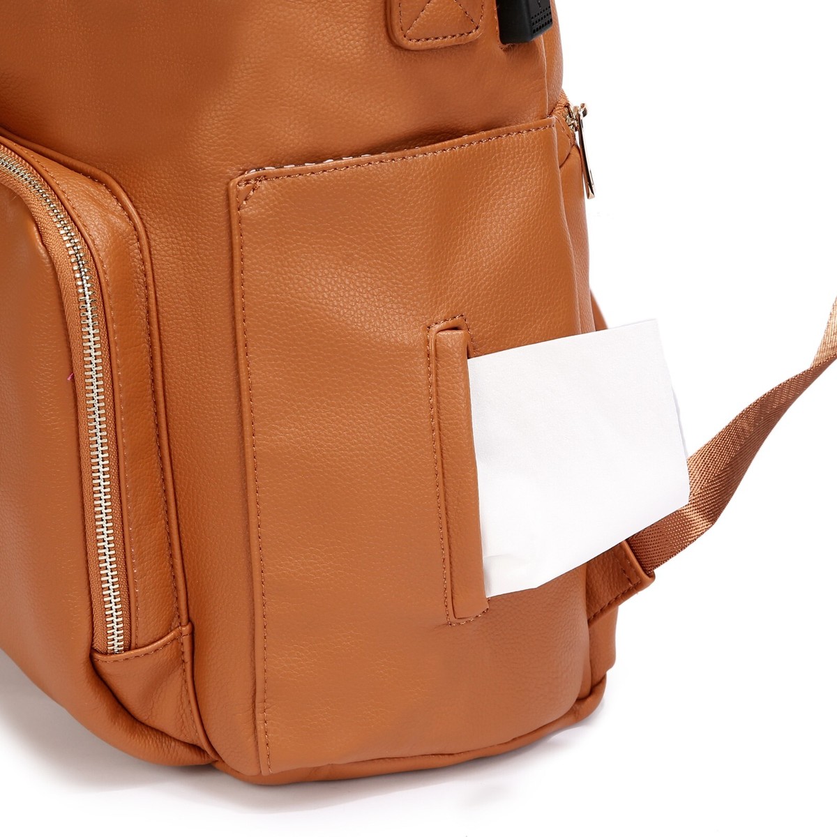 ELF HAYDEN Nappy Bag Backpack Diaper Faux Leather Brown Baby 