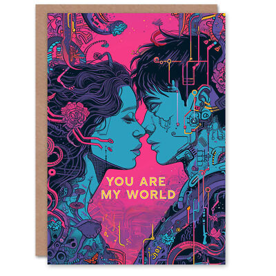 Valentinstag Grußkarte Du bist meine Welt Cyber Punk Sci-Fi für Ihn Ehemann