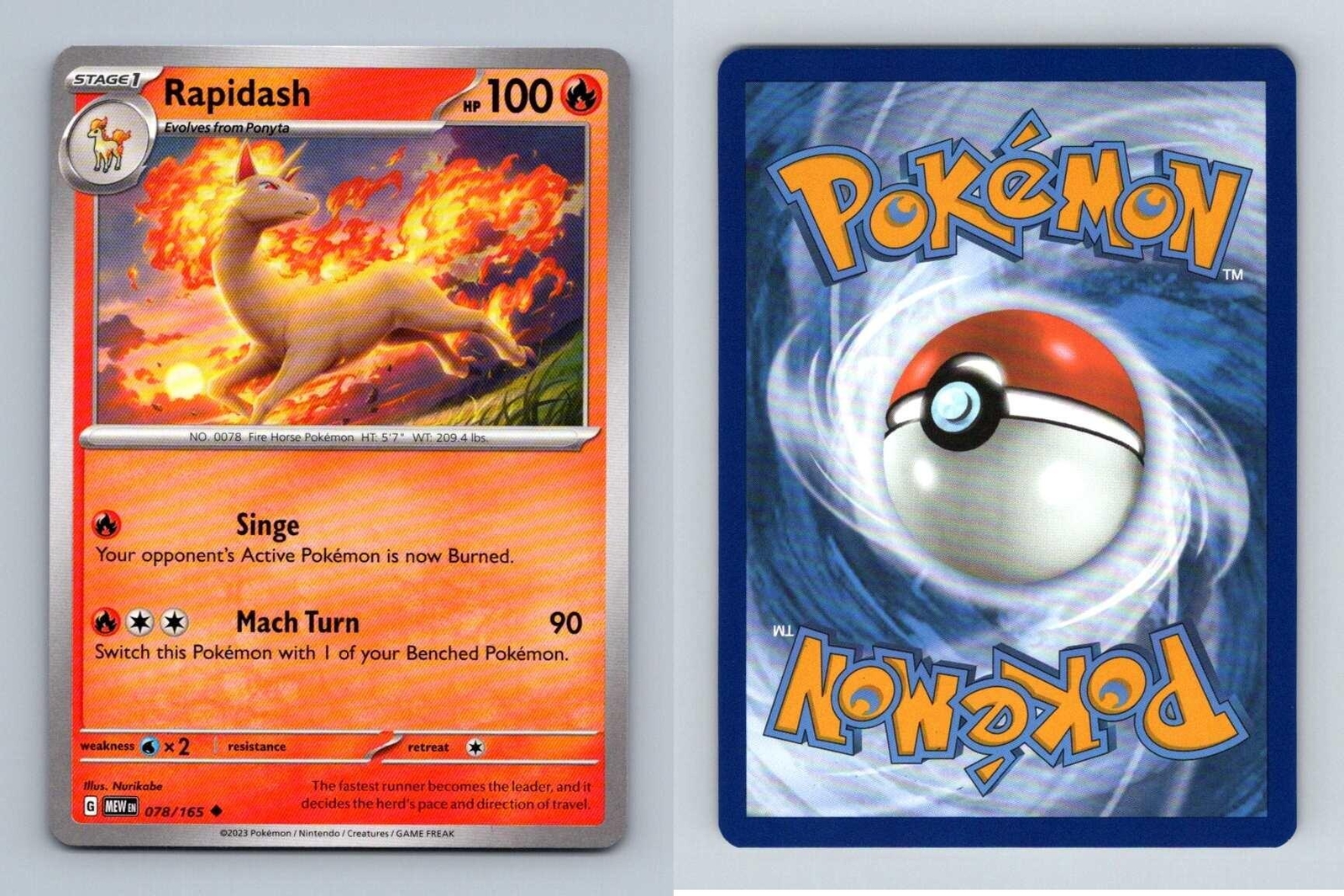Rapidash #78 Scarlet & Violet 151 Pokemon 2023 Uncommon TCG Card