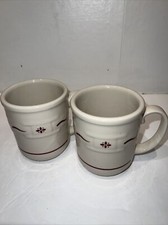 Lot Of 2 Longaberger Pottery Coffee Mug & Saucer - Heritage Red Made In USA