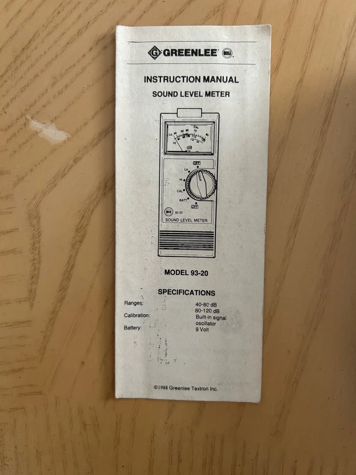 Vintage Greenlee Sound Level Meter 93-20 with Case & Paperwork - TESTED - Image 4 of 4