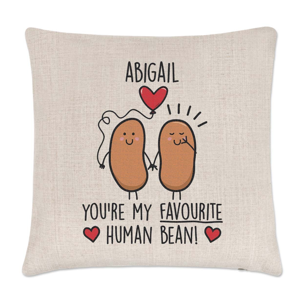 Personalised You're My Favourite Human Bean Cushion Cover Pillow Friend Birthday