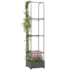 Outsunny Raised Garden Bed with Trellis and Drainage Holes, Drain Plugs