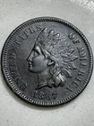 1867 Indian Head Cent Au/Unc Condition Semi Key Date Coin