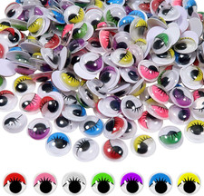 210Pcs Plastic Googly Eyes with Eyelashes Wiggle Eyes Self Adhesive Assorted Col