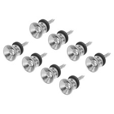 Guitar Strap Button Buckle Lock Metal Small End Pins Sets Silver, 8 Set