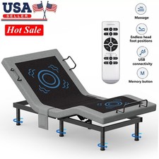 Adjustable Twin XL FULL QUEEN KING Massage Bed Frame Wireless Remote Dual USB