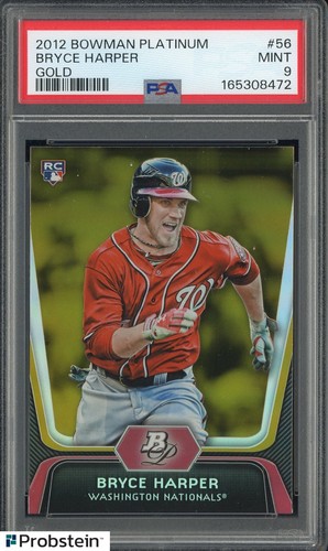 2012 Bowman Platinum Gold #56 Bryce Harper Nationals RC Rookie PSA 9 MINT