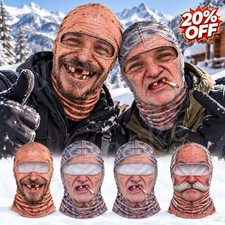 Old Man Ski Mask, Funny Realistic Face Balaclava with 3D Grandpa Print~20%OFF