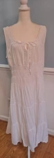 2XL MLLE GABRIELLE WHITE SMOCKED TIERED Tank SLIP DRESS Cottagecore Milkmaid