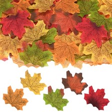 500Pcs Artificial Maple Leaves, Fake Fall Leaves Faux Autumn Leaf Mixed 5 Colors