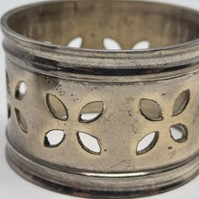 Vintage Silver Tone Floral Cutout Napkin Rings Set of 2 Pierced Metal