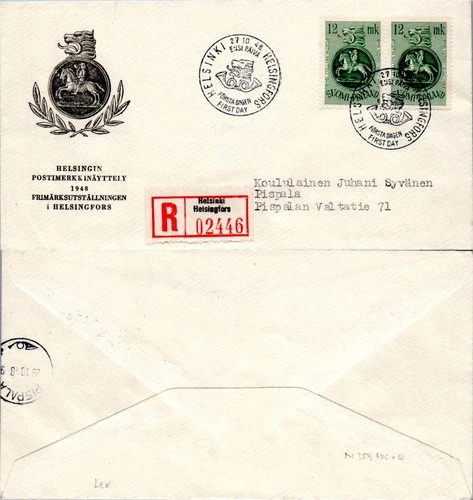 FINLAND REGISTERED FDC 1948     (A2/45)