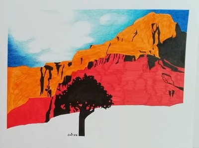 Cesar Beltran ARIZONA Scape II 2026 INK HEAVY PAPER Original Cuban Art  11X14 in
