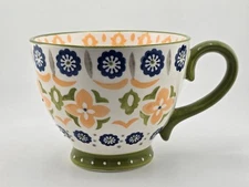 Lrg DeeCoo Stonewear Coffee Mug 15oz Unique & Hand-Painted Pattern 