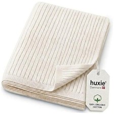 100 Organic Cotton Knit Receiving Baby Boy Blanket for Newborns Ribbed - Ivory