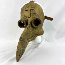 Long Nose Plague Doctor Full Face Mask Steampunk Halloween Costume Gold