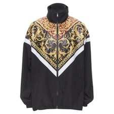 Versace Le Pop Classique Red Barocco Print Nylon Track Jacket Men Black Size 52