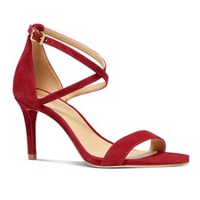 Womens Michael Kors Simone strappy sandals red patent leather gold buckle 8M