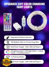 Color Changing Fairy String Lights 33ft 100 LED 24 Colors USB Remote Timer