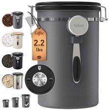 Coffee Canister, 39OZ Large, Airtight Stainless Steel Food Storage Container ...