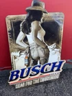 Vtg Busch Beer Sexy Cowgirl Sign Tin Tavern Bar Collectible Large Arizona Pickup